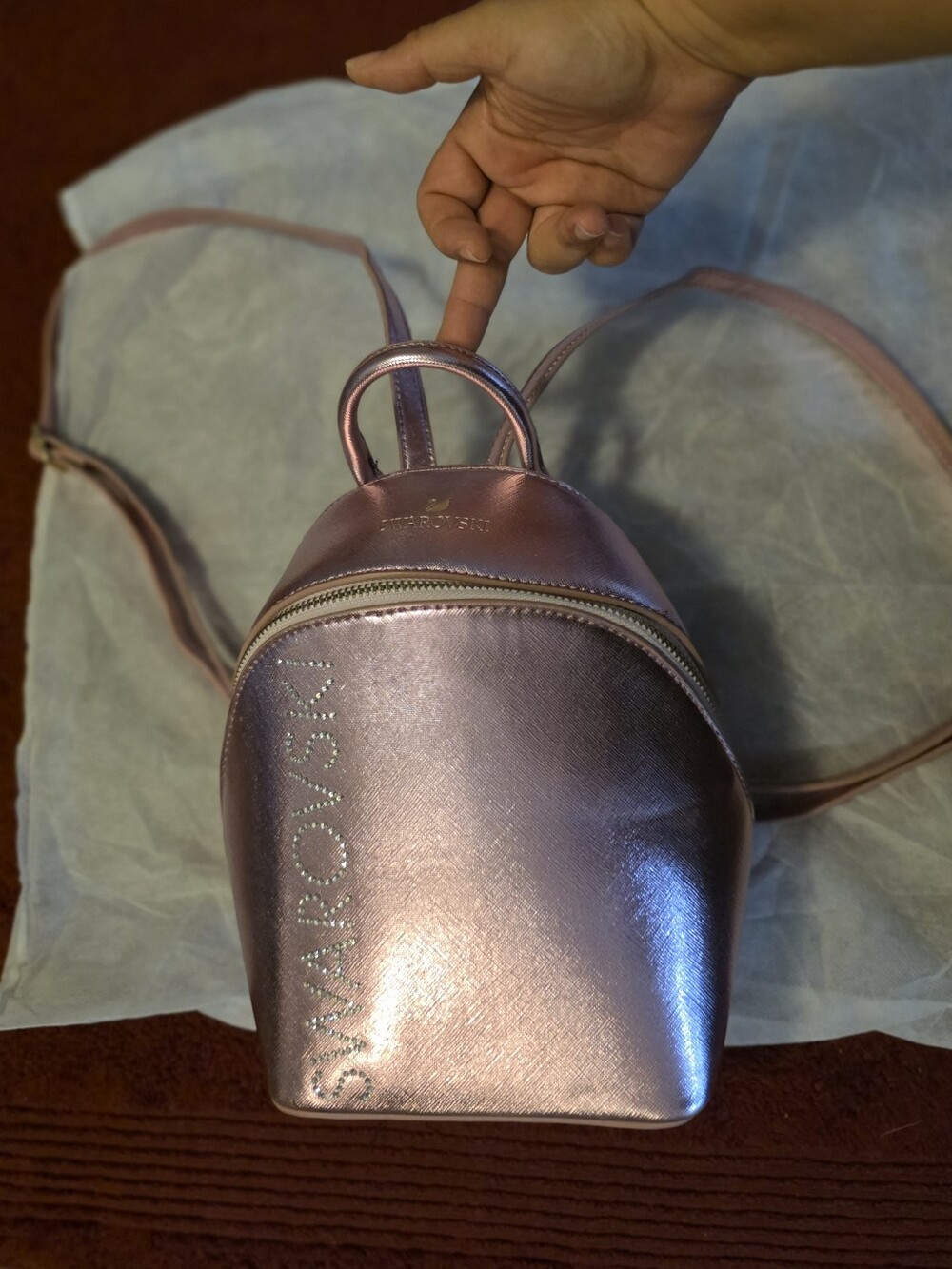 Swarovski Metallic Rose Mini Backpack with Crystal Logo